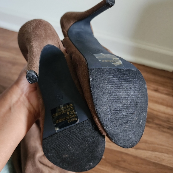 Taupe Thigh High Fabric Boots - Picture 4 of 4